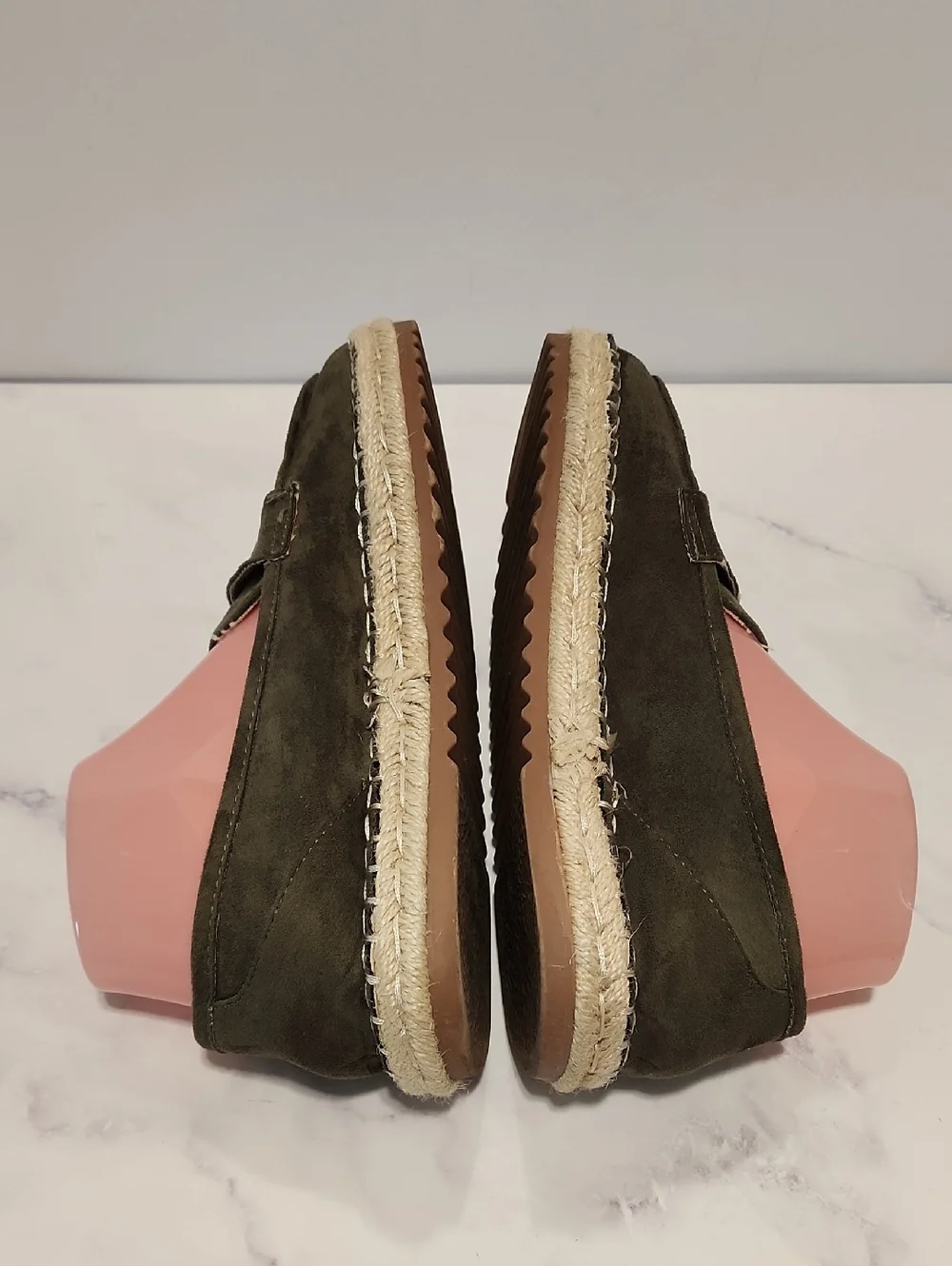 Findlay Suede Penny Loafers in Olive with Espadrille Sole